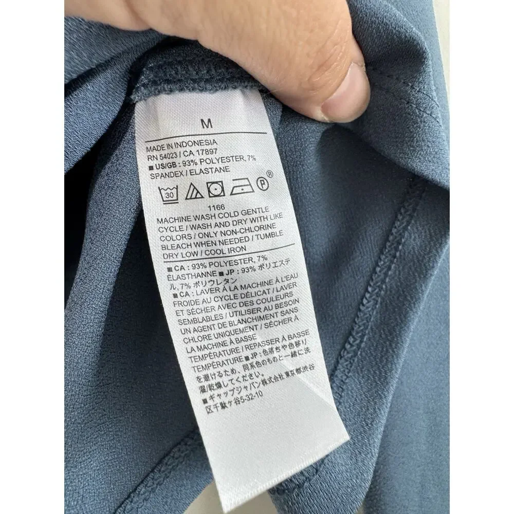 NWT Banana Republic Blue Cowl Neck Long Sleeve Stretch Size M Basic - Picture 3 of 6